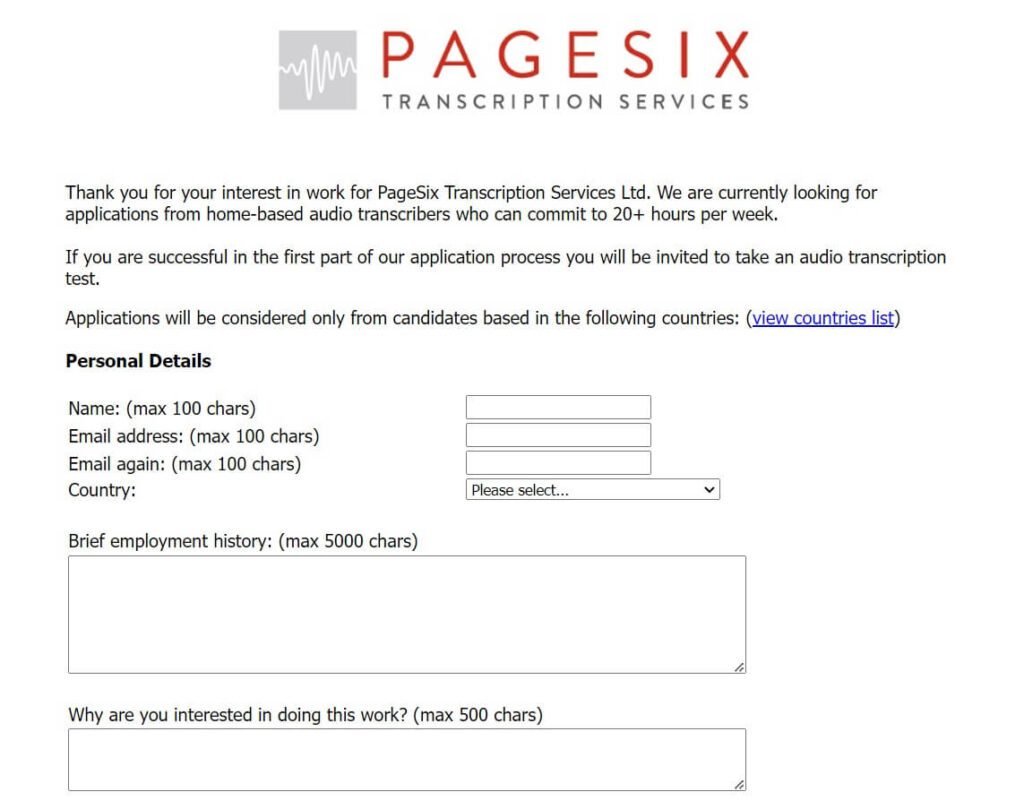 PageSix Transcription Services test