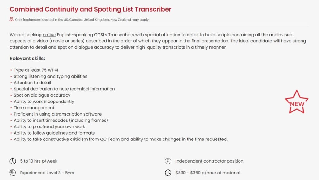 daily transcription - Spotting List transcriber