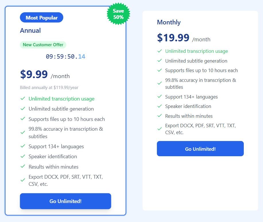 AccurateScribe Pricing