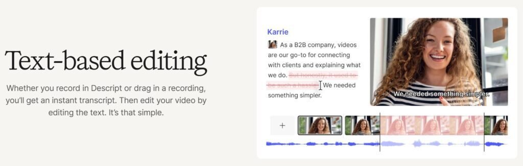 Descript Text-Based Video Editing