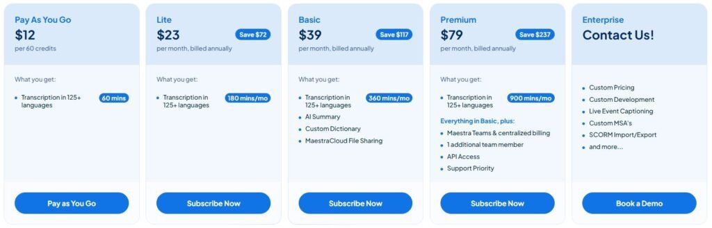 Maestra Pricing