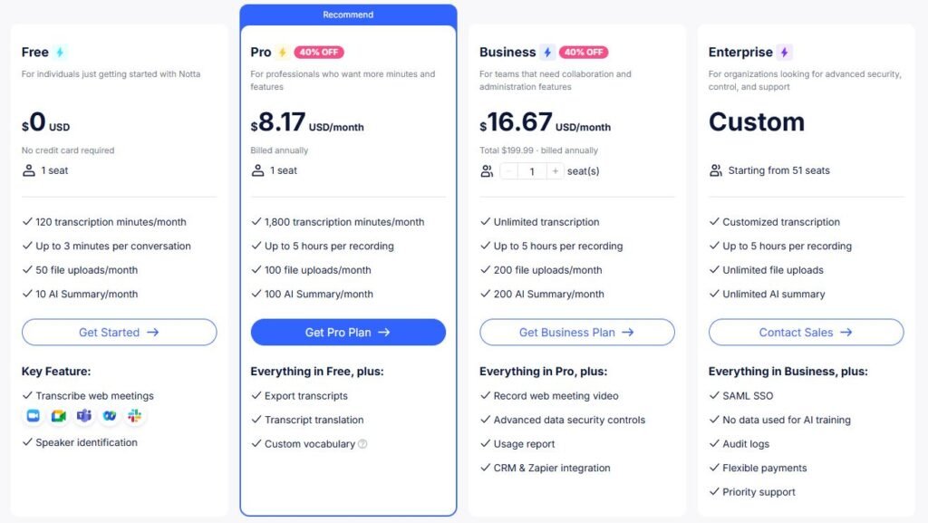 Notta Pricing