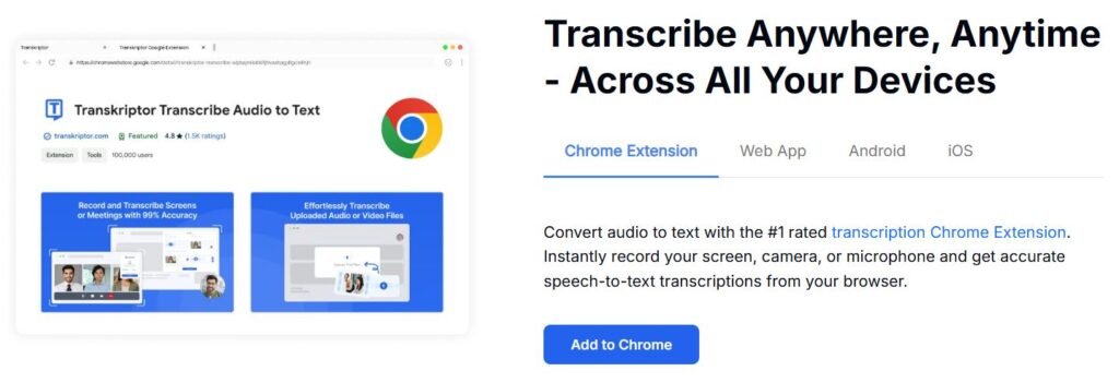 Transkriptor Features