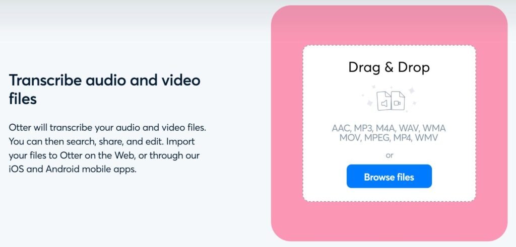 otter audio and video transcription