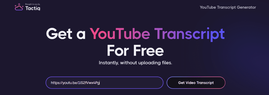 Transcribe YouTube Videos -Tactiq